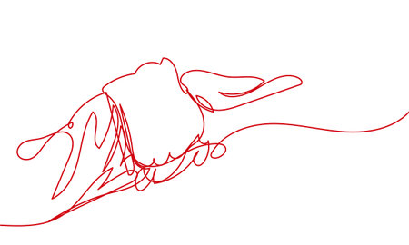 A vector file featuring a continuous line doodle in the shape of Santa Claus's hand.のイラスト素材