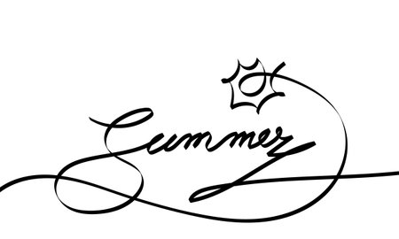 A hand-drawn continuous line illustration of the word Summer, created as a doodle.のイラスト素材