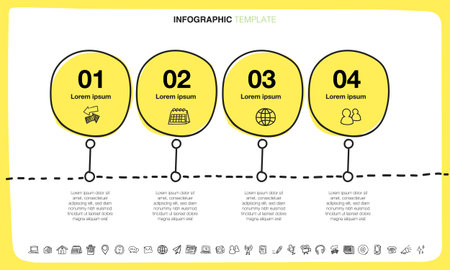 The vector file is an infographic template in doodle style.のイラスト素材