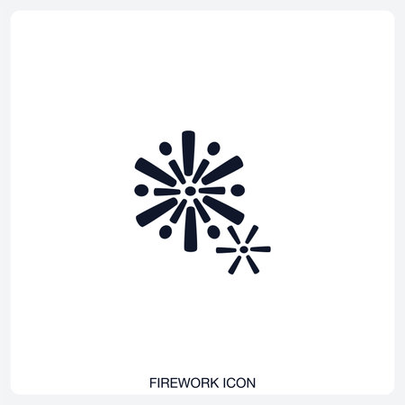 Firework solid vector icon with a bold, minimal design. Suitable for presentations, websites, apps, infographics, and various digital or print projects.のイラスト素材