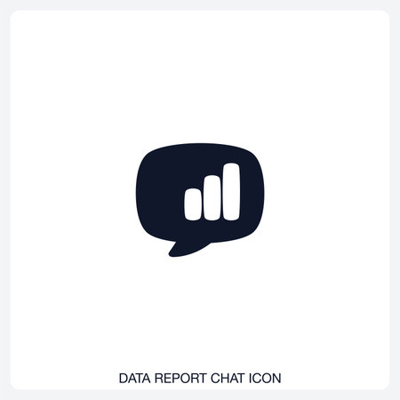Data Report Chat Icon solid vector icon with a bold, minimal design. Suitable for presentations, websites, apps, infographics, and various digital or print projects.のイラスト素材