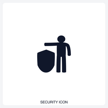 Security Icon solid vector icon with a bold, minimal design. Suitable for presentations, websites, apps, infographics, and various digital or print projects.のイラスト素材