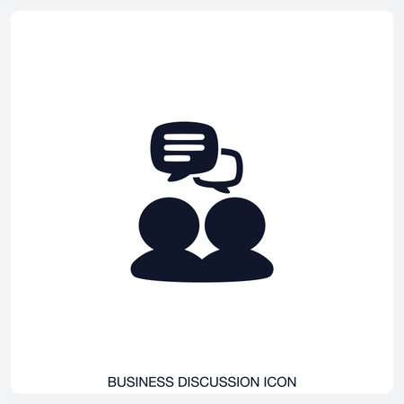 Business Discussion Icon solid vector icon with a bold, minimal design. Suitable for presentations, websites, apps, infographics, and various digital or print projects.のイラスト素材