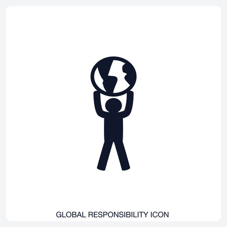 Global Responsibility Icon solid vector icon with a bold, minimal design. Suitable for presentations, websites, apps, infographics, and various digital or print projects.のイラスト素材