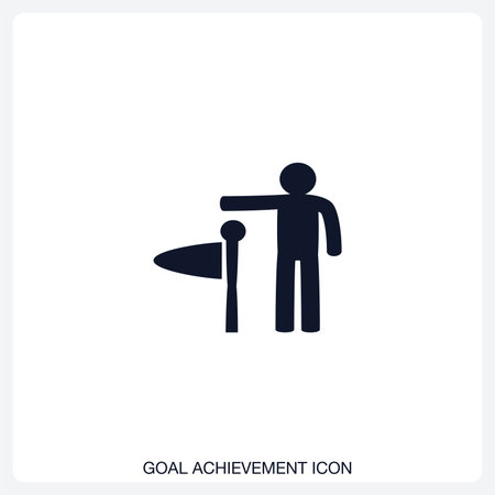 Goal Achievement Icon solid vector icon with a bold, minimal design. Suitable for presentations, websites, apps, infographics, and various digital or print projects.のイラスト素材