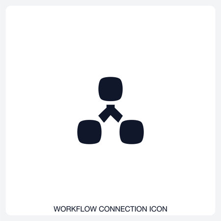 Workflow Connection Icon solid vector icon with a bold, minimal design. Suitable for presentations, websites, apps, infographics, and various digital or print projects.のイラスト素材