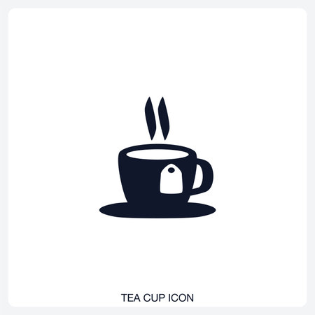 Tea Cup Icon solid vector icon with a bold, minimal design. Suitable for presentations, websites, apps, infographics, and various digital or print projects.のイラスト素材