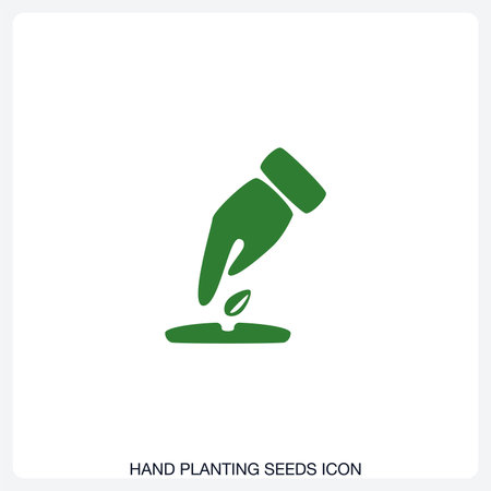 Hand Planting Seed Icon solid vector icon with a bold, minimal design. Suitable for presentations, websites, apps, infographics, and various digital or print projects.のイラスト素材
