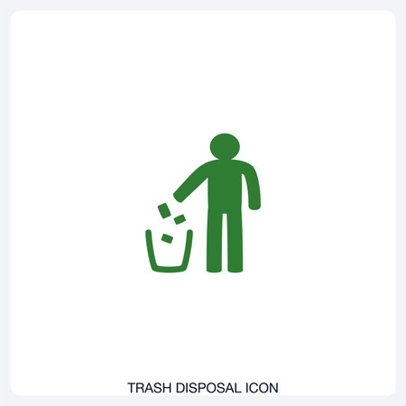 Trash Disposal Icon solid vector icon with a bold, minimal design. Suitable for presentations, websites, apps, infographics, and various digital or print projects.のイラスト素材