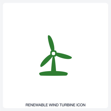 Renewable Wind Turbine Icon solid vector icon with a bold, minimal design. Suitable for presentations, websites, apps, infographics, and various digital or print projects.のイラスト素材