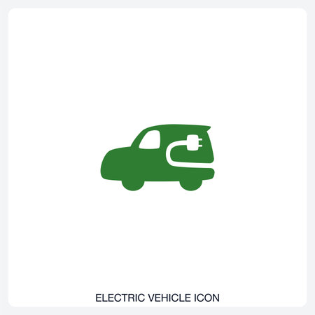 Electric Vehicle Icon solid vector icon with a bold, minimal design. Suitable for presentations, websites, apps, infographics, and various digital or print projects.のイラスト素材