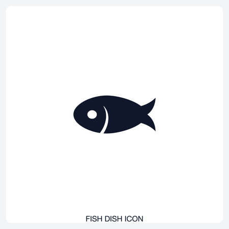 Fish Dish Icon solid vector icon with a bold, minimal design. Suitable for presentations, websites, apps, infographics, and various digital or print projects.のイラスト素材