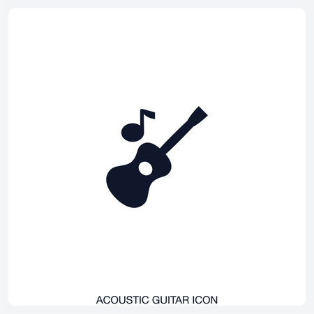 Acoustic Guitar Icon solid vector icon with a bold, minimal design. Suitable for presentations, websites, apps, infographics, and various digital or print projects.のイラスト素材