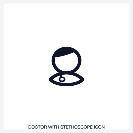 Doctor with Stethoscope Icon solid vector icon with a bold, minimal design. Suitable for presentations, websites, apps, infographics, and various digital or print projects.のイラスト素材