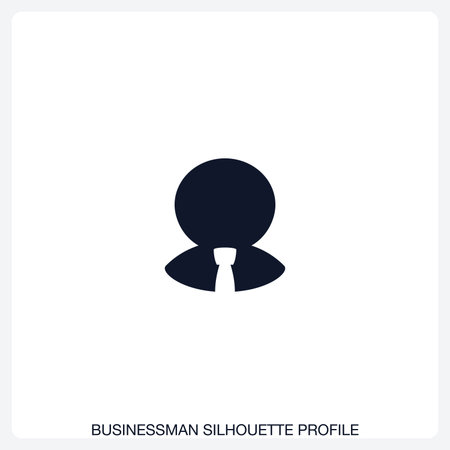 Businessman Silhouette Profile Icon solid vector icon with a bold, minimal design. Suitable for presentations, websites, apps, infographics, and various digital or print projects.のイラスト素材