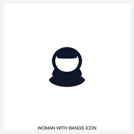 Woman with Bangs Icon solid vector icon with a bold, minimal design. Suitable for presentations, websites, apps, infographics, and various digital or print projects.のイラスト素材