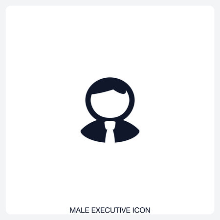 Male Executive Icon solid vector icon with a bold, minimal design. Suitable for presentations, websites, apps, infographics, and various digital or print projects.のイラスト素材