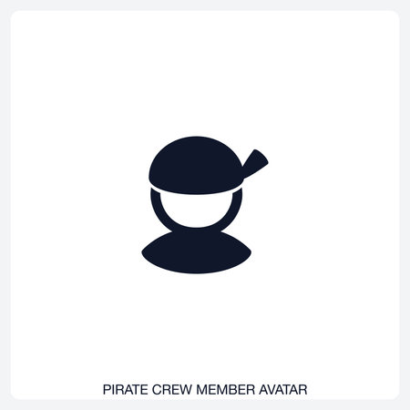 Pirate Crew Member Avatar Icon solid vector icon with a bold, minimal design. Suitable for presentations, websites, apps, infographics, and various digital or print projects.のイラスト素材