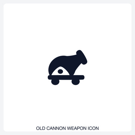 Old Cannon Weapon Icon solid vector icon with a bold, minimal design. Suitable for presentations, websites, apps, infographics, and various digital or print projects.のイラスト素材