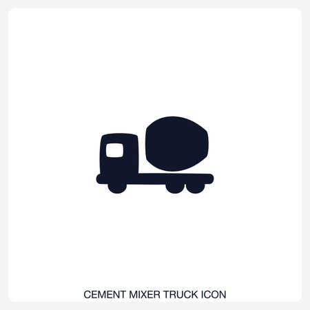 Cement Mixer Truck Icon solid vector icon with a bold, minimal design. Suitable for presentations, websites, apps, infographics, and various digital or print projects.のイラスト素材