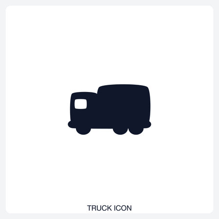 Truck Icon solid vector icon with a bold, minimal design. Suitable for presentations, websites, apps, infographics, and various digital or print projects.のイラスト素材
