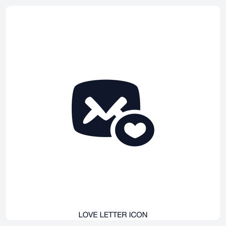 Love Letter Icon solid vector icon with a bold, minimal design. Suitable for presentations, websites, apps, infographics, and various digital or print projects.のイラスト素材