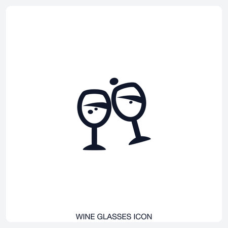 Wine Glasses Icon solid vector icon with a bold, minimal design. Suitable for presentations, websites, apps, infographics, and various digital or print projects.のイラスト素材