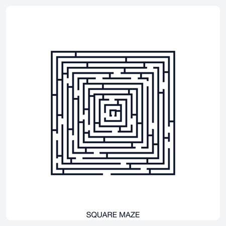 A geometric square maze with clean lines and symmetry, symbolizing order, logic, and structure in decision-making.のイラスト素材