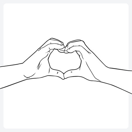 The vector file shows hands forming the shape of a heart.のイラスト素材