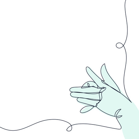 The vector file features a continuous contour line style of a hand creating animal shadow puppets.のイラスト素材
