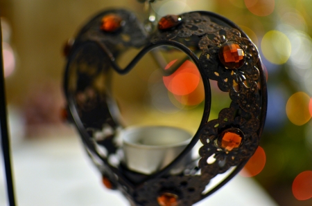 Iron heart with New Year lights, horizontal photoの写真素材
