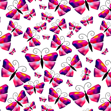 Seamless watercolor butterfly pattern. Vector illustration. Ukraineの写真素材