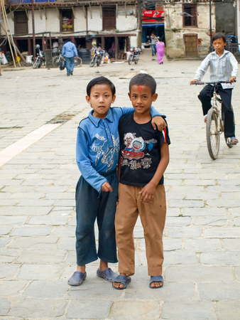 Kathmandu Nepal - 2011 : Boys on the streets of the cityのeditorial素材