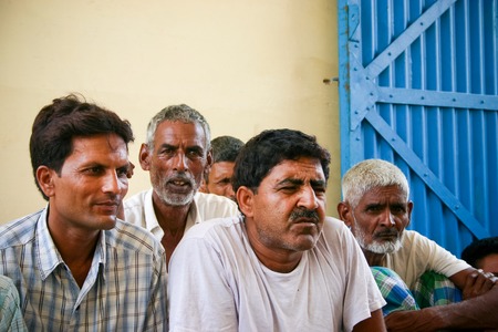 Amroha, Utar Pradesh, India - 2011: Unidentified Indian people from slumsのeditorial素材