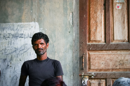 Amroha, Utar Pradesh, India - 2011: Unidentified Indian people from slumsのeditorial素材
