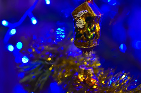 Christmas decorations on the branches of new year tree
