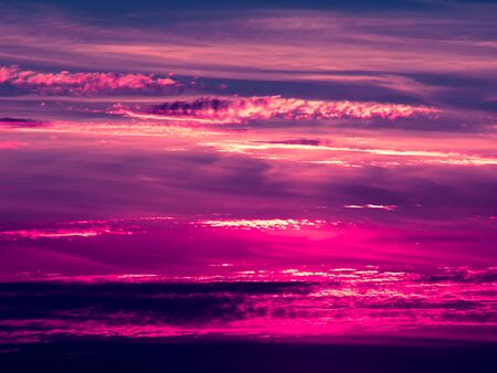 Sunset. blue and purple sky and clouds. Beauty natural backgroundの写真素材