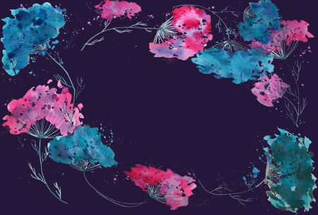 Two flowers on a white background, blue and pinkの写真素材