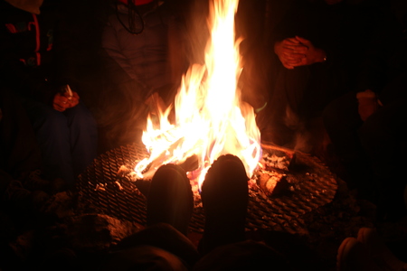 Campfire with Bootsの写真素材