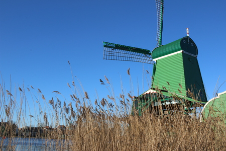 Zaanse Schans Windmill Park in Netherlands, Hollandの写真素材