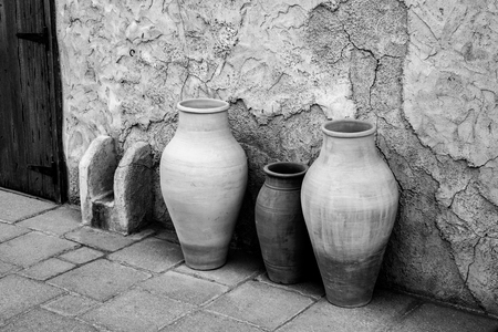 earthenware old jugsの写真素材
