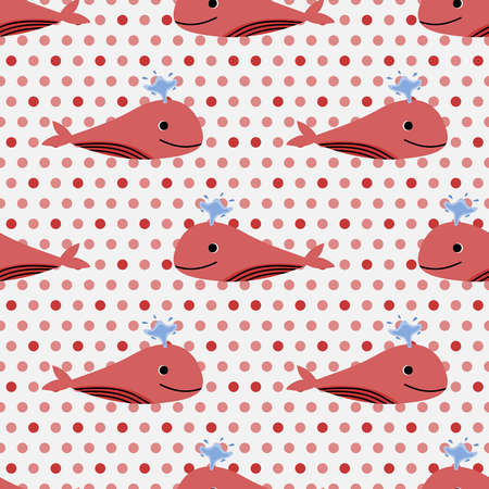 Little pink whale. Seamless background. Seamless pattern. seamless illustrationのイラスト素材