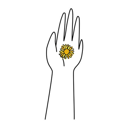 Chrysanthemum flowers on hand. Hand-painted flowers vector. Vector flowers for decoration. Wrapping paper pattern. Gardening. Save the world. Illustration.のイラスト素材