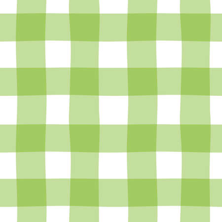Seamless background with gingham pattern. Patterns for decoration. Green wrapping paper pattern. Hand drawn vector.のイラスト素材