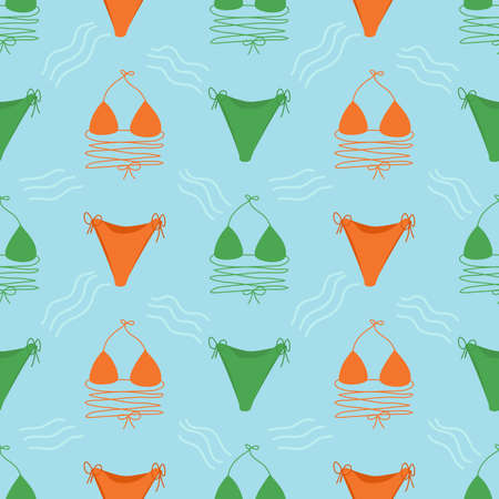 Summer decoration pattern. Seamless pattern with summer. Sea and bikini.のイラスト素材