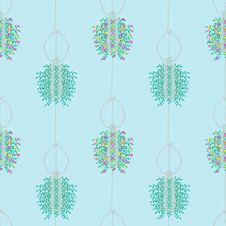 Seamless pattern with flowers in recycled pots. Patterns for decoration. Wrapping paper pattern.のイラスト素材