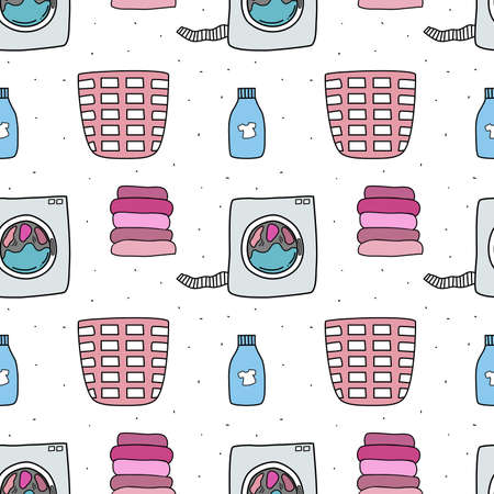 Washing clothes against a seamless background. Wrapping paper pattern. Patterns for decoration.のイラスト素材