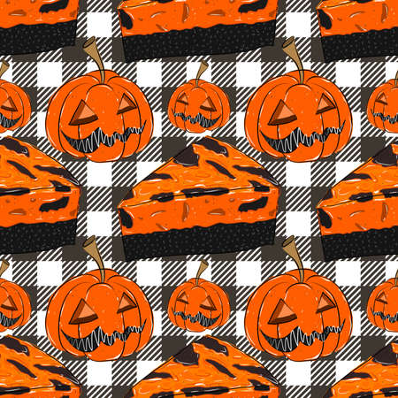 Seamless pattern for Halloween. Bakery seamless pattern. Wrapping paper pattern.のイラスト素材