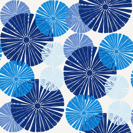 Seamless pattern with block printed fabric. Hand drawn vector. Patterns for decoration. Indigo blue tone.のイラスト素材