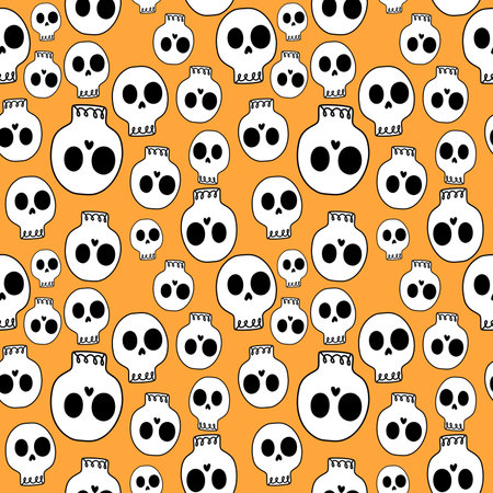 Seamless pattern for Halloween festival decoration. Repeating skull pattern vector.のイラスト素材